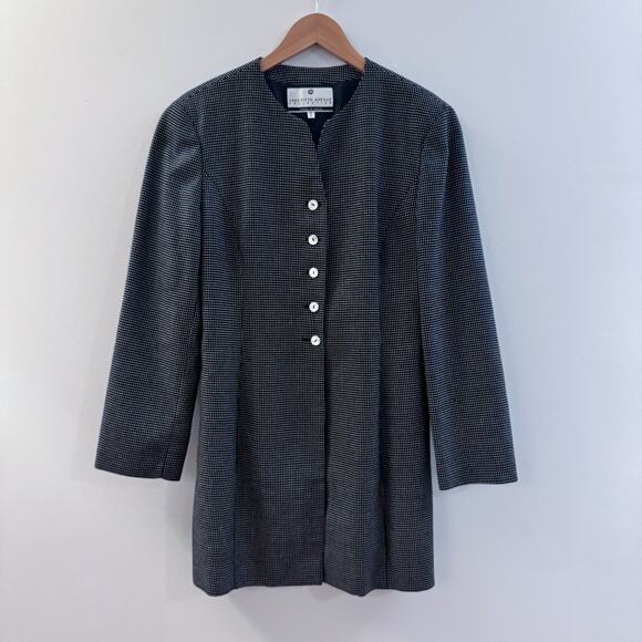 Saks Fifth Avenue Women’s Jacket Vintage Black White Dot Silk Wool Size 6 - Picture 1 of 7